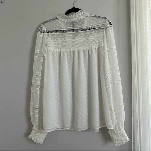 White House Black Market Sheer White Lace Blouse - Picture 5 of 5